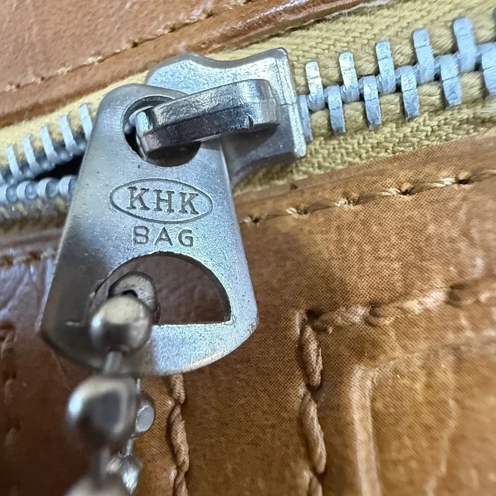 Vintage 1975 American Tourister Tan Faux Leather Document Clutch Bag Japan Made